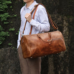 The Edler Retro Cowhide Shoulder Duffel Travel Bag by Wolph