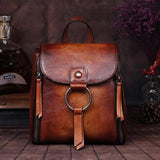 Retro CowHide Leather Travel Day Pack for Women